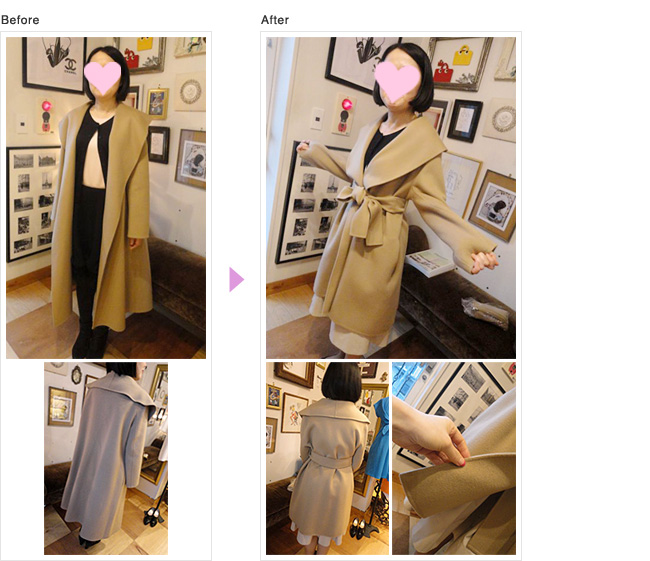 FOXEY カシミアリバーシブル仕立てコート,レディースコートお直し,アウターお直し,洋服 お直し,コート レディース お直し,お直し 服 表参道,冬物リサイズ