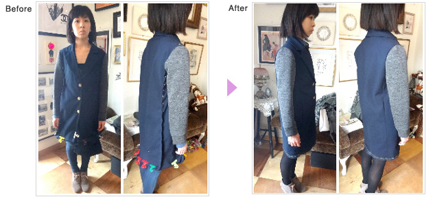 ミックス素材コート ,切替コート,お直し,コートお直し,アウター お直し 表参道,コート お直し,コート お直し お洒落