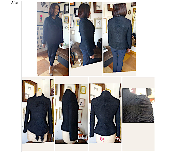 サイズダウン,レディースジャケット,お直し　ジャケットお直し,ジャケットリサイズ,エスカーダ　ジャケット　お直し,洋服　お直し,表参道　ファッション,リメイク　ジャケット,受け継い服リフォーム　お直し,大切な人からの服　お直し