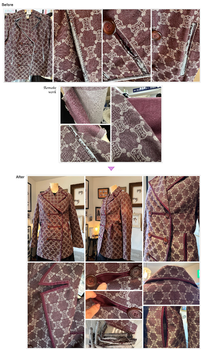 サイズダウン,レディースジャケット,お直し　ジャケットお直し,ジャケットリサイズ,CELINE,セリーヌ　お直し,洋服　お直し　表参道,ハイブランド  お直し,デザイナーズ　お直し,受け継い服リフォーム　お直し