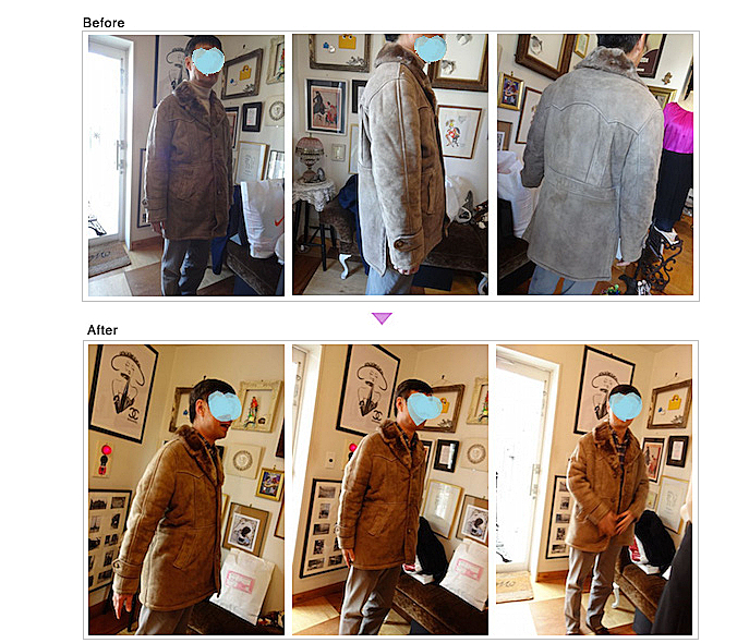 ムートンコート レザーお直し ムートン