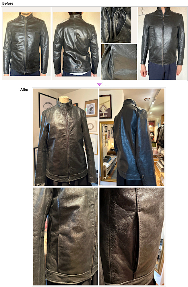 レザーコート,レザージャケット,アウターお直し,レザー　お直し,表参道　お直し,ブランドレザー　お直し, 革ジャン　お直し　表参道,ハイブランド　アウターお直し,リサイズ  服,レザーお直し,レザージャケット