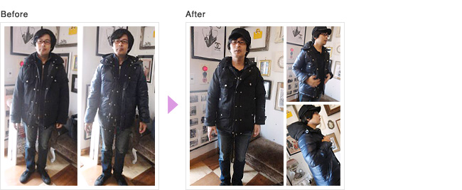 ジュンヤワタナベ × THE NORTH FACE(ノースフェース)コラボレーションのリバーシブルのダウンジャケット ダウンお直し