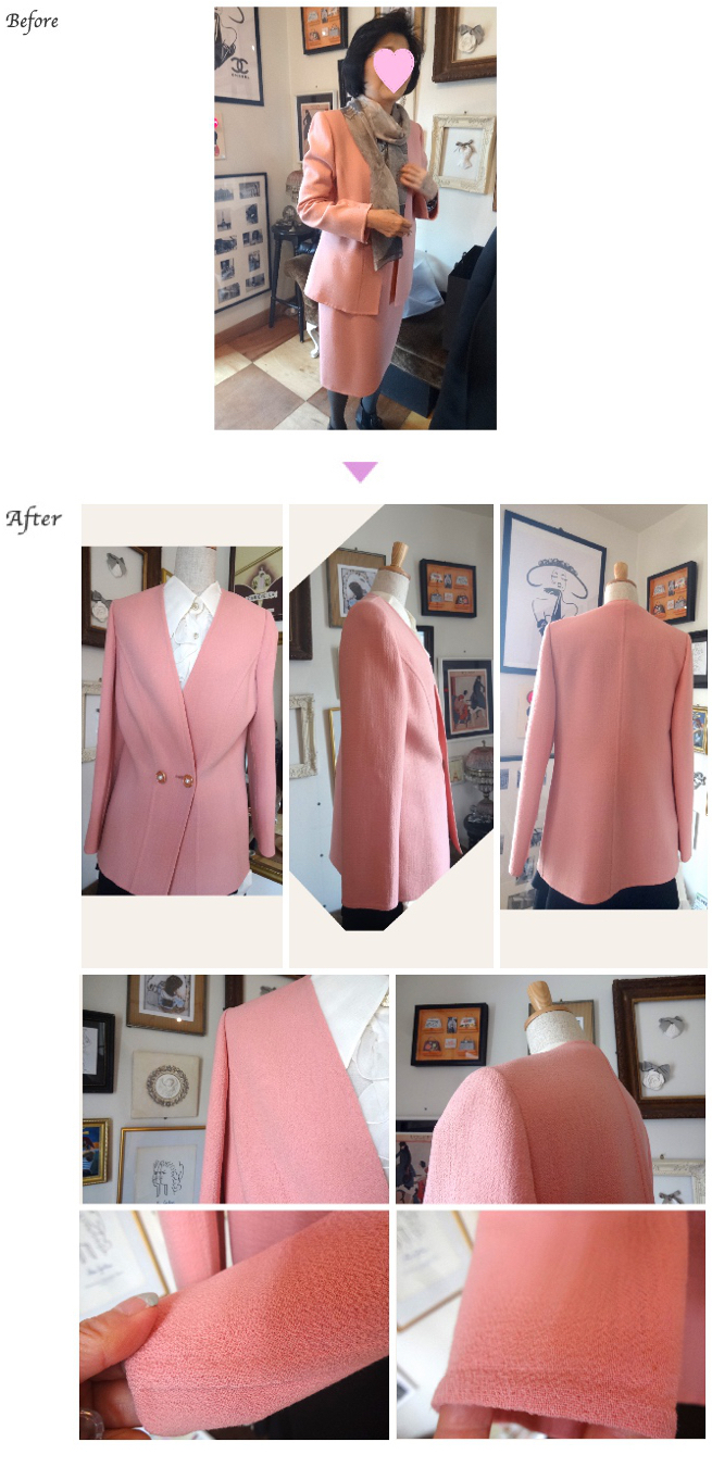 １　一枚仕立てジャケット　お直し　澤田 様　文化服装学院　教職員