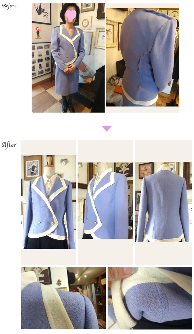 ２　一枚仕立てジャケット　お直し　澤田 様　文化服装学院　教職員