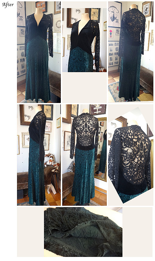 レディースお直し　　レース＆ベルベットロングドレス（タダシショージ）お直し　J.M様　1