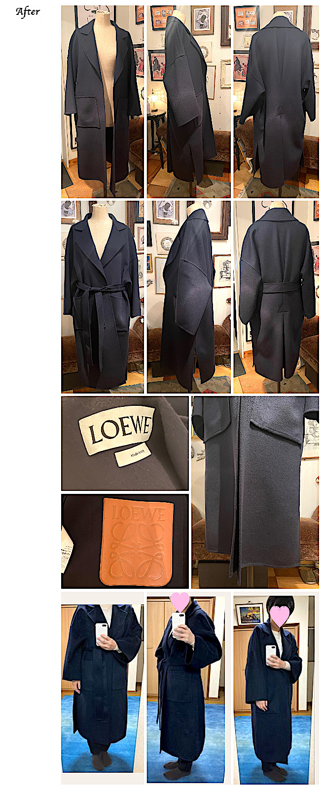 レディースお直し,LOEWE ロエベ ダブルフェイス(一枚仕立て)コートお直し,【郵送依頼】<br />
Y ・S 様