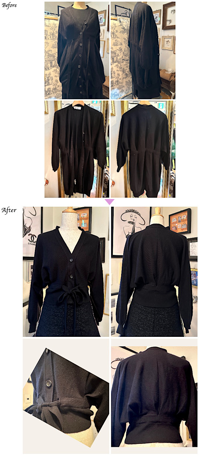 レディースお直し,YSL　イヴ・サンローラン　ニットカーディガンリメイク　ニットお直し,高木様,ニット　リメイク,コレクションブランド　お直し,デザイナーズブランドお直し