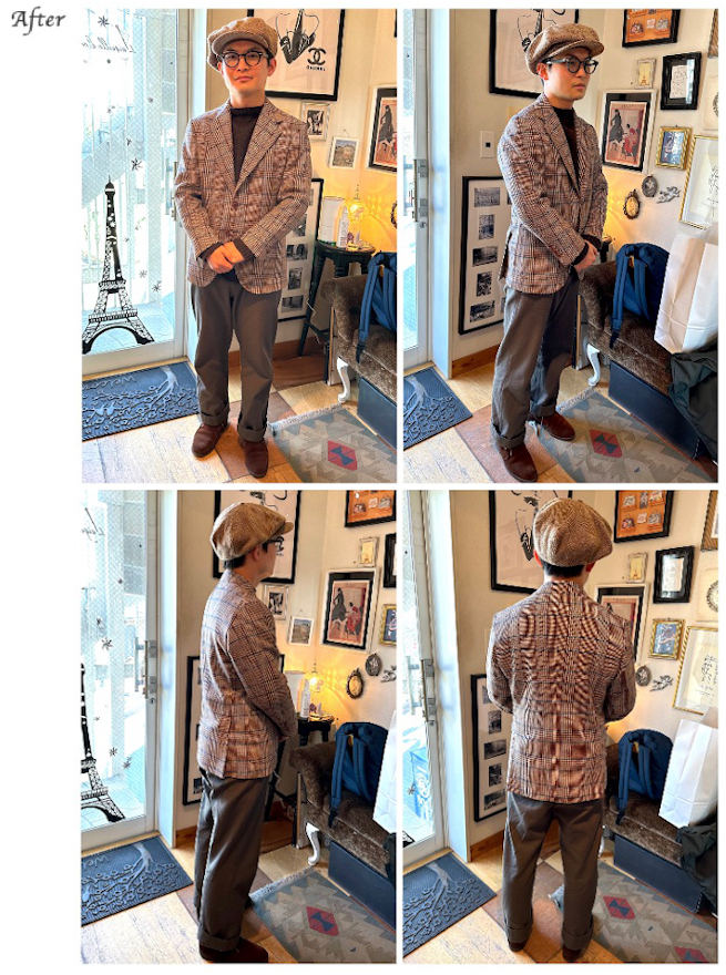 メンズジャケットお直し　北原駿 様,メンズツイードジャケットお直し,洋服お直し　表参道