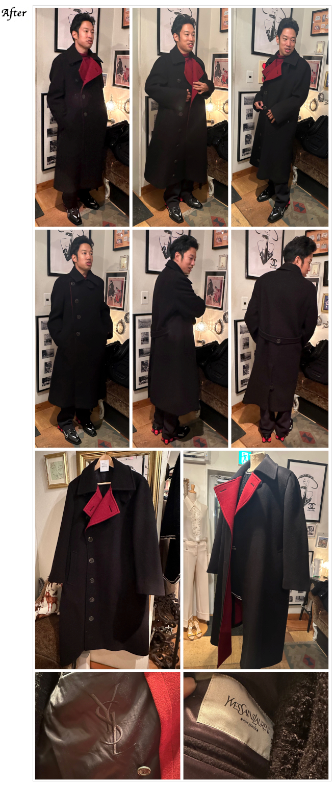 YSL イヴ・サンローラン コートお直し,中村様, メンズコートお直し,サンローラン,イブサンローラン,Yves Saint Laurent,ハイブランド お直し,ハイブランド コートお直し,サンローラン　リサイズ,デザイナーズブランドお直し