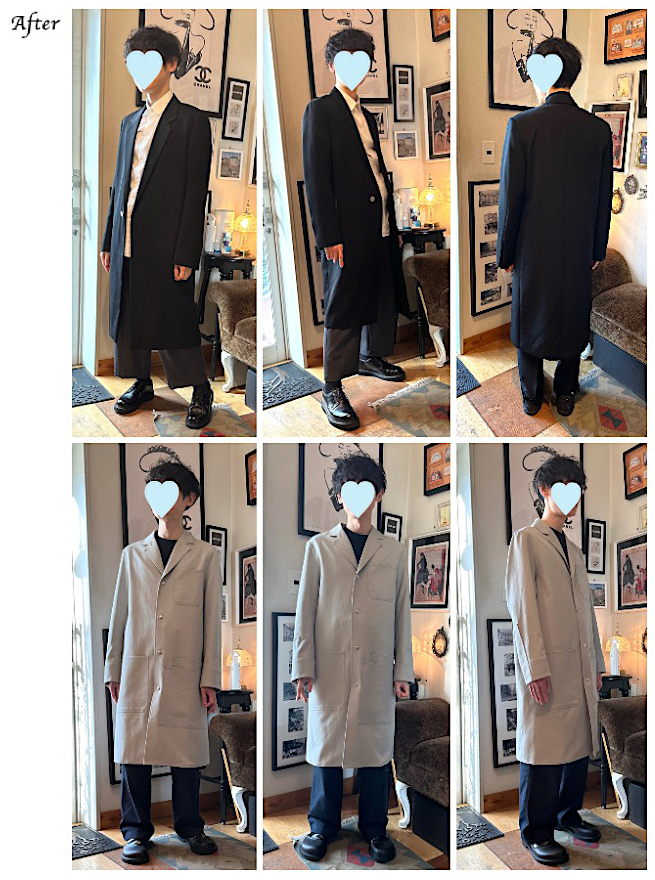 JIL SANDER コート, OAMC コート,山下浩介様,メンズコートお直し,ハイブランドお直し